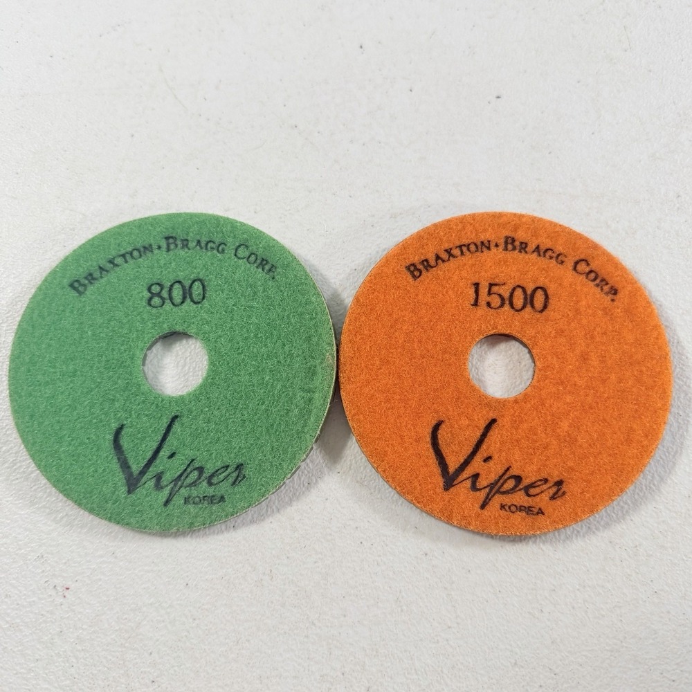 Braxton Bragg Viper Wet Granite Stone Marble Polishing Polish Pads 4" Lot‎ Of 2